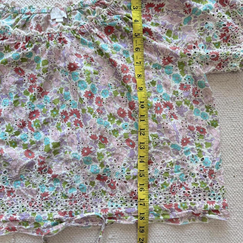 Jennifer & Grace Floral Eyelet Peasant Top – Size L - Picture 6 of 8